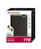 Твърд диск Transcend StoreJet 25M3 USB 3.0 2.5 1TB (SATA) Rubber Case Anti-Shock Iron Gray
