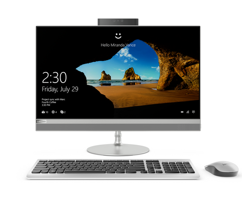 Lenovo IdeaCentre AIO 520 23.8" WVA FullHD Touch i5-8250U up to 3.4GHz QuadCore, 8GB DDR4, 1TB 3.5", DVD, WiFi, BT, FullHD cam, Black + Wireless silver keyboard and silver mouse