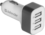 Defender Адаптер за кола UCA-03, 3 x USB, 5V / 4A  ( 2A+1A+1A), бял