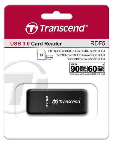 Четец за флаш карта Transcend USB 3.0 SD/microSD Single-Lun Card Reader, Black