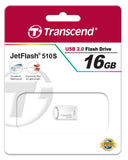 Флаш памет Transcend  16GB JetFlash 510, Silver Plating USB 2.0