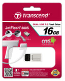 Флаш памет Transcend 16GB JetFlash 880 On-The-Go for ANDROID, USB 3.0, Silver Plating