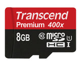 Памет Transcend 8GB microSDXC/SDHC Class 10 UHS-I 400x (Premium) no Adapter, read: up to 60MBs, 400x