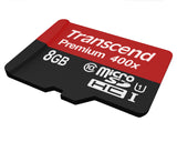 Памет Transcend 8GB microSDXC/SDHC Class 10 UHS-I 400x (Premium) no Adapter, read: up to 60MBs, 400x