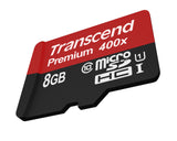 Памет Transcend 8GB microSDXC/SDHC Class 10 UHS-I 400x (Premium) no Adapter, read: up to 60MBs, 400x