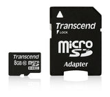 Памет Transcend 8GB MicroSDHC CARD (Class10) with adapter, read-write: up to 20MBs, 17MBs