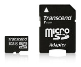 Памет Transcend 8GB microSDHC CARD Class 4(SD 2.0) with adapter, read-write: min 4MBs, 4MBs