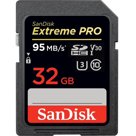 Памет SanDisk Extreme Pro SDHC 32GB - 95MB/s V30 UHS-I U3, read-write: up to 95 MB/s, 90 MB/s