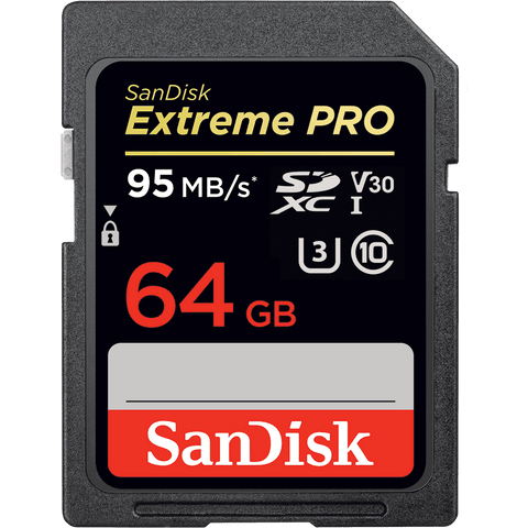 Памет SanDisk Extreme Pro SDXC 64GB - 95MB/s V30 UHS-I U3, read-write: up to 95 MB/s, 90 MB/s