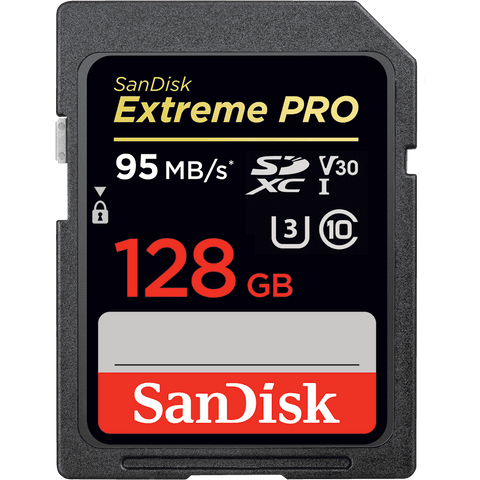 Памет SanDisk Extreme Pro SDXC 128GB - 95MB/s V30 UHS-I U3, read-write: up to 95 MB/s, 90 MB/s