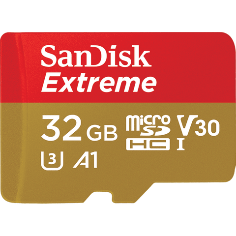 Памет SanDisk Extreme microSDHC 32GB + Rescue Pro Deluxe 100MB/s A1 C10 V30 UHS-I U3, read-write: up to 100MBs, 60MBs