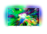 Philips 75" UHD, DVB-T2/C/S2, Android TV, Ambilight 3, HDR+, P5, Quad core,1700 PPI, 16 GB Internal memory, expandable, RC Keyboard+ Voice, Micro Dimming Pro,2x HDMI 2.0 + 2x HDMI 1.4, 1x USB3.0 + 2x USB2.0, DTS Premium Sound, 25W, Metal bazel, Silver c