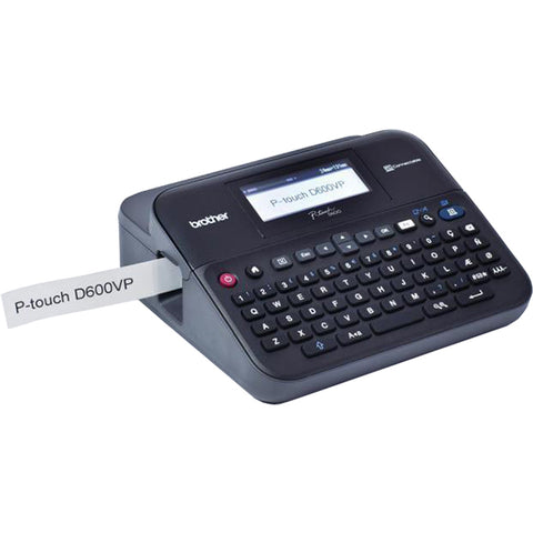 P-Touch Labelling System BROTHER PTD600VP, Desktop, TZe 3.5 - 24mm, Auto Full Cutter, High speed print 30mm/s, PC conectable, 1TZE241 18mm black on white, AC Adapter, USB Cable, Carry Case