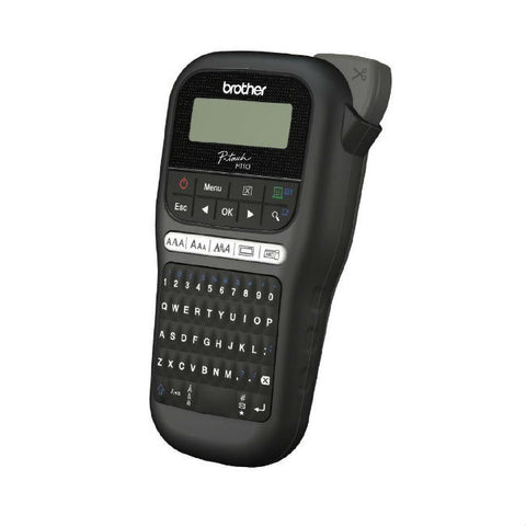 P-Touch BROTHER Labelling system PTH110, Кирилизиран, Handheld, PC layout keyboard, TZ tapes 3.5 to 12mm, Cutter with replaceable blade, 10 font styles; 250 symbols; 15 frames, 1TZE231(4m)