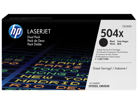 Консуматив HP 504X Original LaserJet cartridge; black; 10500 Page Yield ; 2 - pack; HP Color LaserJet CP3525/CM3530MFP