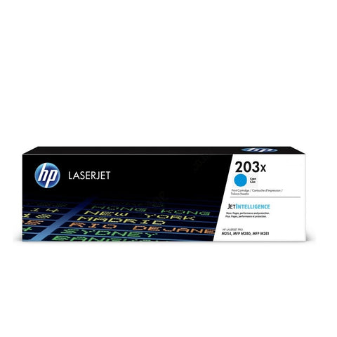 Консуматив HP 203Х Original LaserJet Toner Cartridge; Cyan; Page Yield  2,500 pages; HP Color LaserJet Pro M254dw; M254nw; MFP M280nw; M281fdn; M281fdw