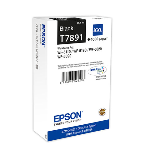 Ink Cartridge EPSON  Black, DURABrite™ Ultra, T789, Singlepack, 1 x 65 ml Black, High, XXL for WorkForce Pro WF-5110DW/WF-5190DW/WF-5620DWF/WF-5690DWF