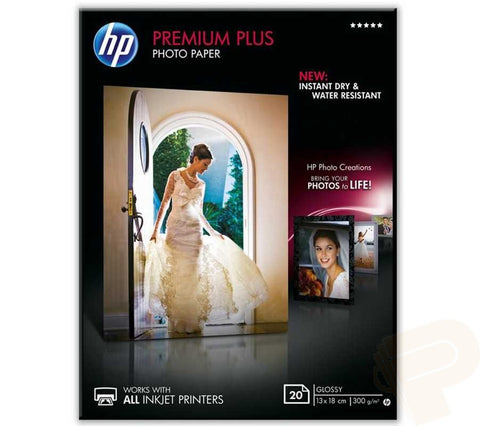 Хартия HP Premium Plus Glossy Photo Paper white 300g/m2 130x180mm 20 sheets 1-pack