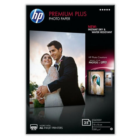 Хартия HP Premium Plus Glossy Photo Paper white 300g/m2 100x150mm 25 sheets 1-pack