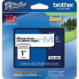 TZ Tape BROTHER 24mm Black on White, Laminated, 8m lenght, for P-Touch
