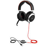 Слушалки с микрофон Jabra EVOLVE 80 MS Duo, Noise Cancelling, Microphone, 3,5 mm & USB