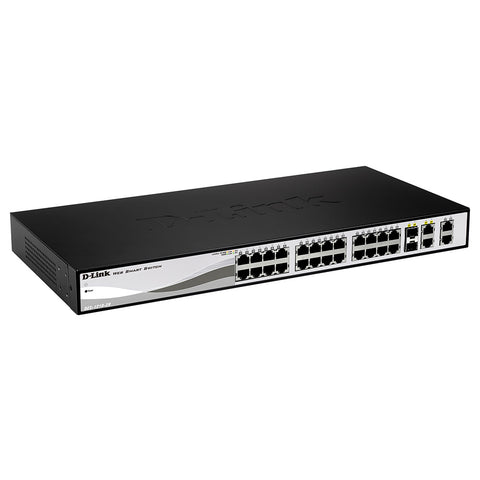 Суич D-Link DES-1210-28 Смарт 24 10/100 Smart Switch+2 Combo 1000BaseT/SFP, 2 1000BaseT комутатор