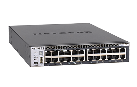 Суич Netgear M4300-24X, 24 x 10G Base-T, 4 x SFP+ shared, Stackable Smart Switch